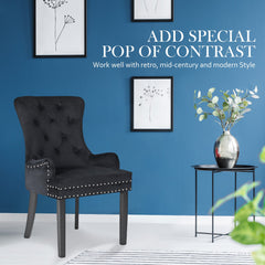 La Bella Black French Provincial Dining Chair Ring Studded Lisse Velvet Rubberwood Furniture > Bar Stools & Chairs V274-FT-VFC-1141-BK1 Online Furniture