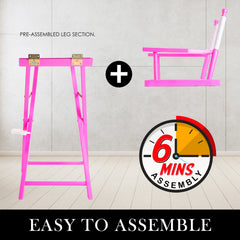 La Bella Pink Folding Tall Chair DARK HUMOR Movie Director 75cm Furniture > Bar Stools & Chairs V274-FT-6015DC-PK Online Furniture