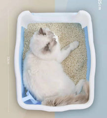 Large Deep Cat Kitty Litter Tray High Wall Pet Toilet Tray With Scoop Blue Pet Care > Cat Supplies V278-BP151-LITTER-TRAY-BLUE Online Furniture