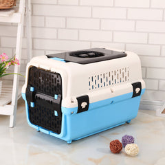 Large Dog Cat Crate Pet Rabbit Carrier Travel Cage With Tray & Window Blue Pet Care > Dog Supplies V278-BP272-L-CAGE-BLUE Online Furniture