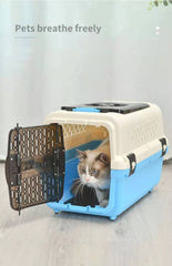 Large Dog Cat Crate Pet Rabbit Carrier Travel Cage With Tray & Window Blue Pet Care > Dog Supplies V278-BP272-L-CAGE-BLUE Online Furniture