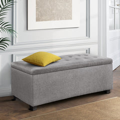 Large Fabric Storage Ottoman - Light Grey - ozily