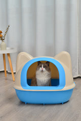 Large Hooded Cat Toilet Litter Box Tray House With Scoop Blue Pet Care > Dog Supplies V278-BP153-L-LITTER-TRAY-BLUE Online Furniture