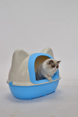 Large Hooded Cat Toilet Litter Box Tray House With Scoop Blue Pet Care > Dog Supplies V278-BP153-L-LITTER-TRAY-BLUE Online Furniture