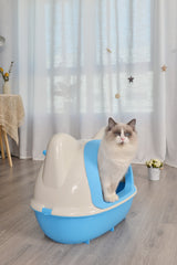 Large Hooded Cat Toilet Litter Box Tray House With Scoop Blue Pet Care > Dog Supplies V278-BP153-L-LITTER-TRAY-BLUE Online Furniture