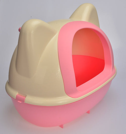 Large Hooded Cat Toilet Litter Box Tray House With Scoop Pink Pet Care > Cat Supplies V278-BP153-L-LITTER-TRAY-PINK Online Furniture