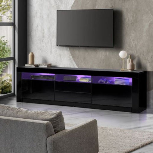 LED RGB TV Cabinet Entertainment Unit Stand Gloss Drawers 160cm Black Furniture > Living Room V195-TS004-BK Online Furniture