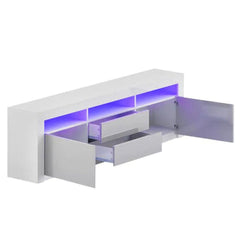 LED RGB TV Cabinet Entertainment Unit Stand Gloss Drawers 160cm White Furniture > Living Room V195-TS004-WH Online Furniture