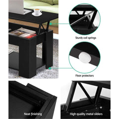 Lift Up Top Mechanical Coffee Table - Black - ozily