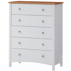 Lobelia Tallboy 5 Chest of Drawers Solid Rubber Wood Bed Storage Cabinet - White Furniture > Bedroom V315-VOB-GENE-05 Online Furniture