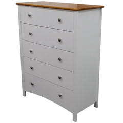 Lobelia Tallboy 5 Chest of Drawers Solid Rubber Wood Bed Storage Cabinet - White Furniture > Bedroom V315-VOB-GENE-05 Online Furniture