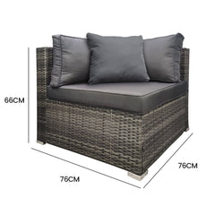 LONDON RATTAN 1 Seater Outdoor Corner Modular Lounge Chair, Grey Furniture > Outdoor V219-FURODRLONACG4 Online Furniture