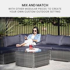 LONDON RATTAN 1 Seater Outdoor Corner Modular Lounge Chair, Grey Furniture > Outdoor V219-FURODRLONACG4 Online Furniture
