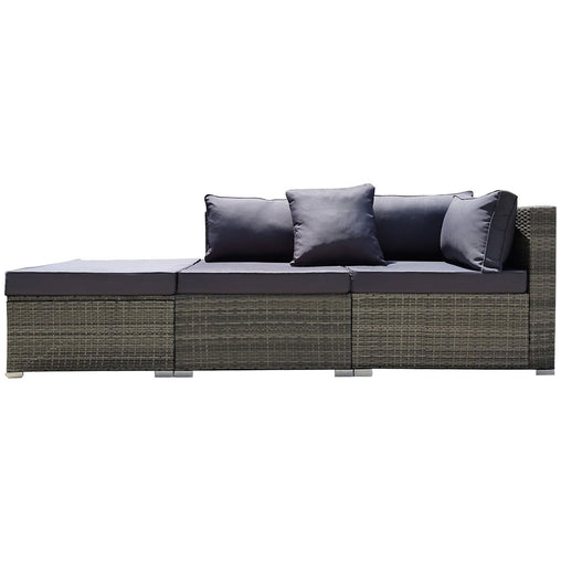 LONDON RATTAN 3 Seater Modular Outdoor Lounge Setting incl. Ottoman, Grey Furniture > Outdoor V219-OTDOLSLR3SGY1 Online Furniture