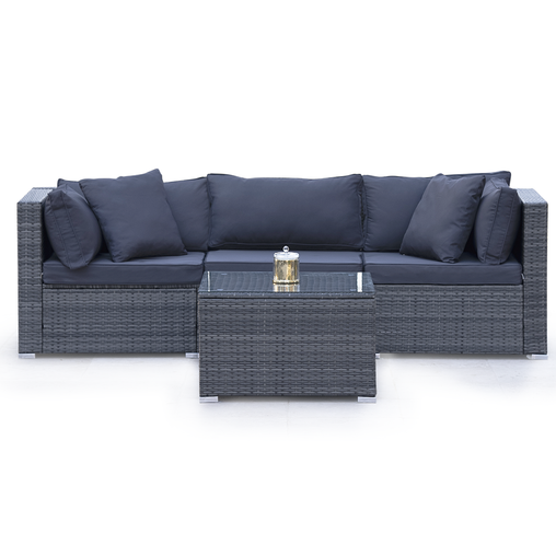 LONDON RATTAN 4 Piece 3 Seater Modular Outdoor Lounge Setting incl. Coffee Table, Grey Furniture > Outdoor V219-OTDOLSLR3SGY3 Online Furniture