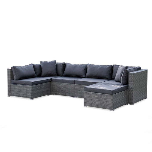 LONDON RATTAN 6 Seater Modular Outdoor Lounge Setting with Ottoman, Grey Furniture > Outdoor V219-OTDOLSLR6SGY1 Online Furniture