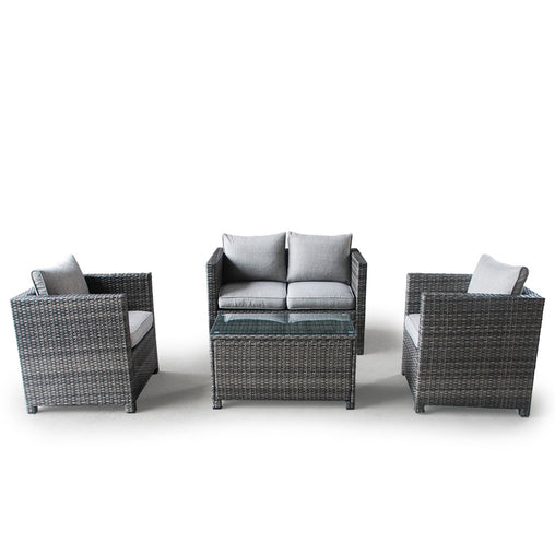 LONDON RATTAN Outdoor Furniture 4pc Setting Chairs Lounge Set Wicker Sofa Couch Furniture > Outdoor V219-FURODRLONA4MB Online Furniture