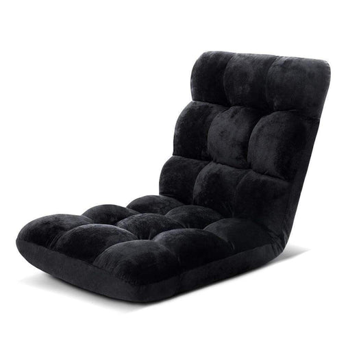 Lounge Sofa Floor Recliner Futon Chaise Folding Couch Black - ozily