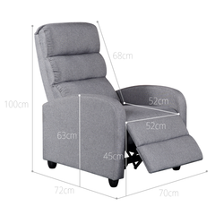 Luxury Fabric Recliner Chair - Grey Furniture > Living Room V80-FC-RCL102GF Online Furniture