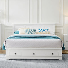 Margaux White Coastal Lifestyle Bedframe with Storage Drawers Double Furniture > Bedroom V80-ECO-BF-D-WHT Online Furniture