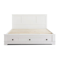 Margaux White Coastal Lifestyle Bedframe with Storage Drawers Double Furniture > Bedroom V80-ECO-BF-D-WHT Online Furniture