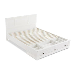 Margaux White Coastal Lifestyle Bedframe with Storage Drawers Double Furniture > Bedroom V80-ECO-BF-D-WHT Online Furniture