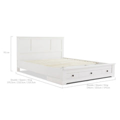 Margaux White Coastal Lifestyle Bedframe with Storage Drawers Double Furniture > Bedroom V80-ECO-BF-D-WHT Online Furniture