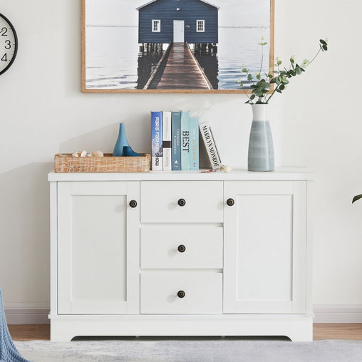 Margaux White Coastal Style Sideboard Buffet Unit Furniture > Dining V80-CCO-SB136-WHT Online Furniture