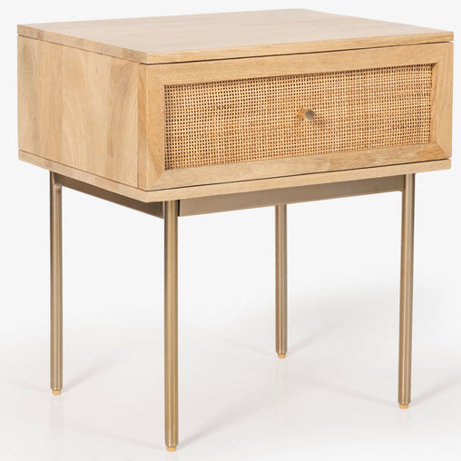 Martina Bedside Table 1 Drawer Storage Cabinet Solid Mango Wood Rattan Furniture > Bedroom V315-VOD-RAPH-07 Online Furniture