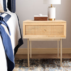 Martina Bedside Table 1 Drawer Storage Cabinet Solid Mango Wood Rattan Furniture > Bedroom V315-VOD-RAPH-07 Online Furniture