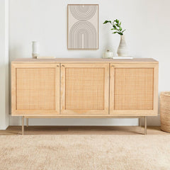 Martina Buffet Table Sideboard 145cm 3 Door Solid Mango Wood Storage Cabinet Furniture > Living Room V315-VOD-RAPH-01 Online Furniture