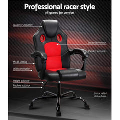 Massage Office Chair Gaming Computer Seat Recliner Racer Red - ozily