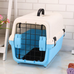 Medium Portable Plastic Dog Cat Pet Pets Carrier Travel Cage With Tray-Blue Pet Care V278-BP274-CARRIER-M-BLUE Online Furniture