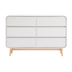 Merlin White Modern Retro Chest of Drawers Cabinet White and Oak Furniture > Living Room V80-MZI-COD7545-WOK Online Furniture