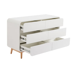 Merlin White Modern Retro Chest of Drawers Cabinet White and Oak Furniture > Living Room V80-MZI-COD7545-WOK Online Furniture