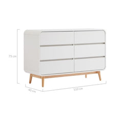 Merlin White Modern Retro Chest of Drawers Cabinet White and Oak Furniture > Living Room V80-MZI-COD7545-WOK Online Furniture