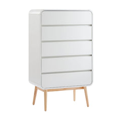 Merlin White Modern Retro Tallboy Furniture > Bedroom V80-MZI-TB7040-WOK Online Furniture