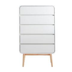 Merlin White Modern Retro Tallboy Furniture > Bedroom V80-MZI-TB7040-WOK Online Furniture