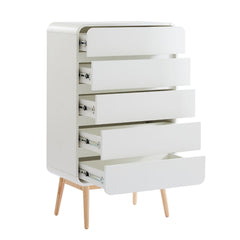 Merlin White Modern Retro Tallboy Furniture > Bedroom V80-MZI-TB7040-WOK Online Furniture