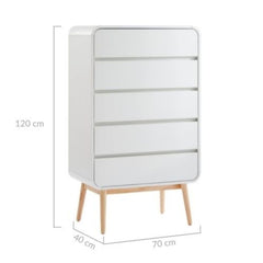 Merlin White Modern Retro Tallboy Furniture > Bedroom V80-MZI-TB7040-WOK Online Furniture