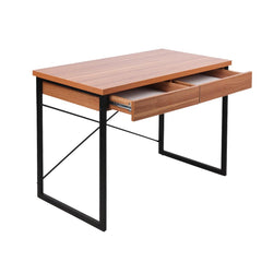 Metal Desk with Drawer - Walnut - ozily