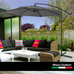 Milano 3M Outdoor Umbrella Cantilever With Protective Cover Patio Garden Shade - Charcoal Furniture > Outdoor V160-401036 Online Furniture