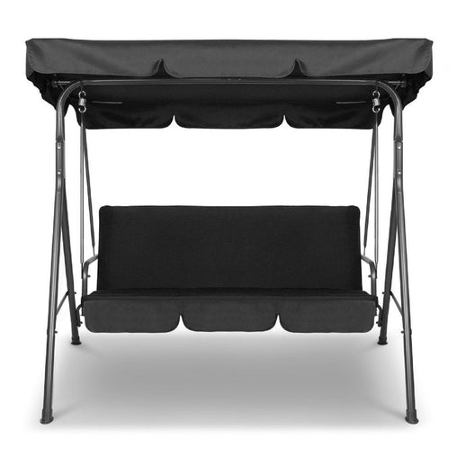 Milano Outdoor Swing Bench Seat Chair Canopy Furniture 3 Seater Garden Hammock - Black Furniture > Outdoor V160-401485 Online Furniture