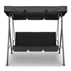 Milano Outdoor Swing Bench Seat Chair Canopy Furniture 3 Seater Garden Hammock - Black Furniture > Outdoor V160-401485 Online Furniture