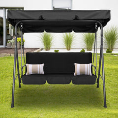 Milano Outdoor Swing Bench Seat Chair Canopy Furniture 3 Seater Garden Hammock - Black Furniture > Outdoor V160-401485 Online Furniture