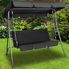 Milano Outdoor Swing Bench Seat Chair Canopy Furniture 3 Seater Garden Hammock - Black Furniture > Outdoor V160-401485 Online Furniture