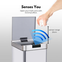 MIRAKLASS Sensor Bin 50L Narrow Silver Square MK-SB-110-JR Home & Garden > Kitchen Bins V227-6160642006080 Online Furniture