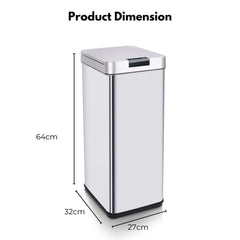 MIRAKLASS Sensor Bin 50L Narrow Silver Square MK-SB-110-JR Home & Garden > Kitchen Bins V227-6160642006080 Online Furniture