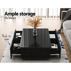 Modern Coffee Table 4 Storage Drawers High Gloss Living Room Furniture Furniture FURNI-L-COF01-BK-AB Online Furniture