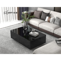 Modern Coffee Table 4 Storage Drawers High Gloss Living Room Furniture Furniture FURNI-L-COF01-BK-AB Online Furniture